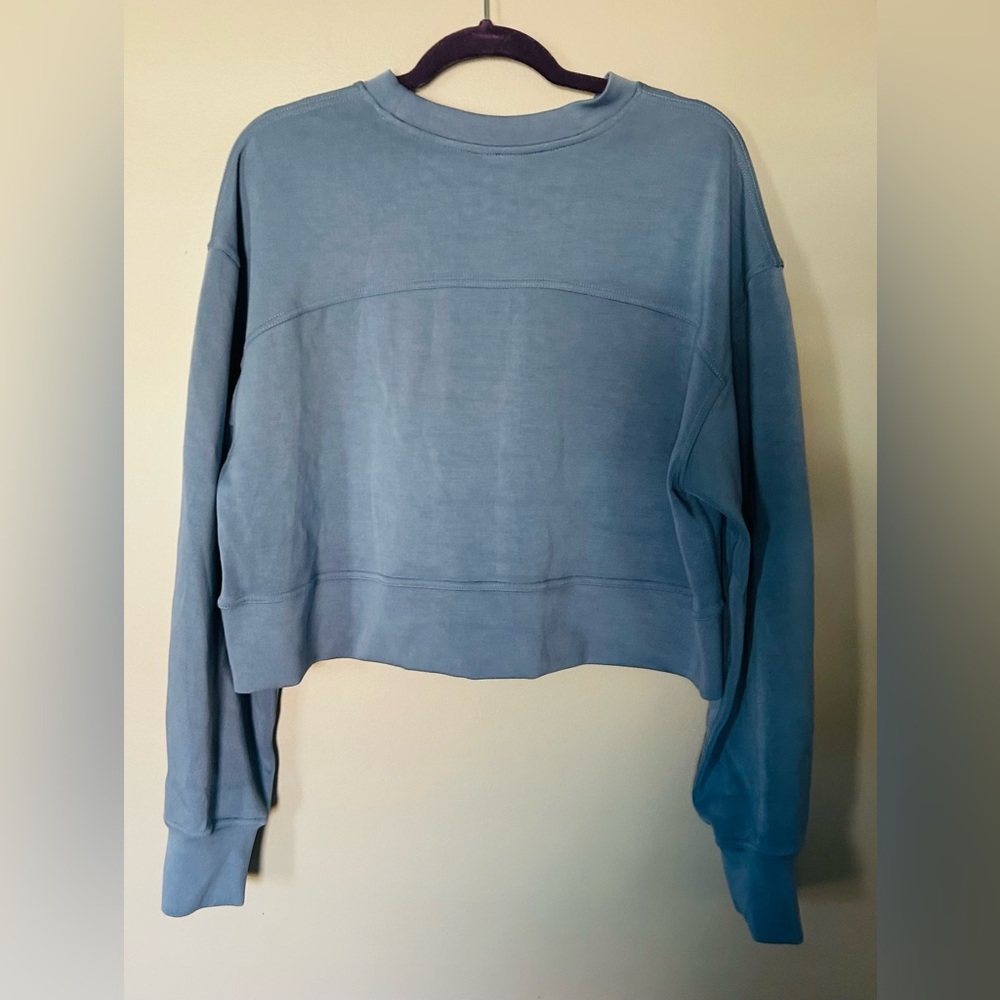 AYBL Cropped Slate Blue Crewneck Sweatshirt - Women - Picture 3 of 7
